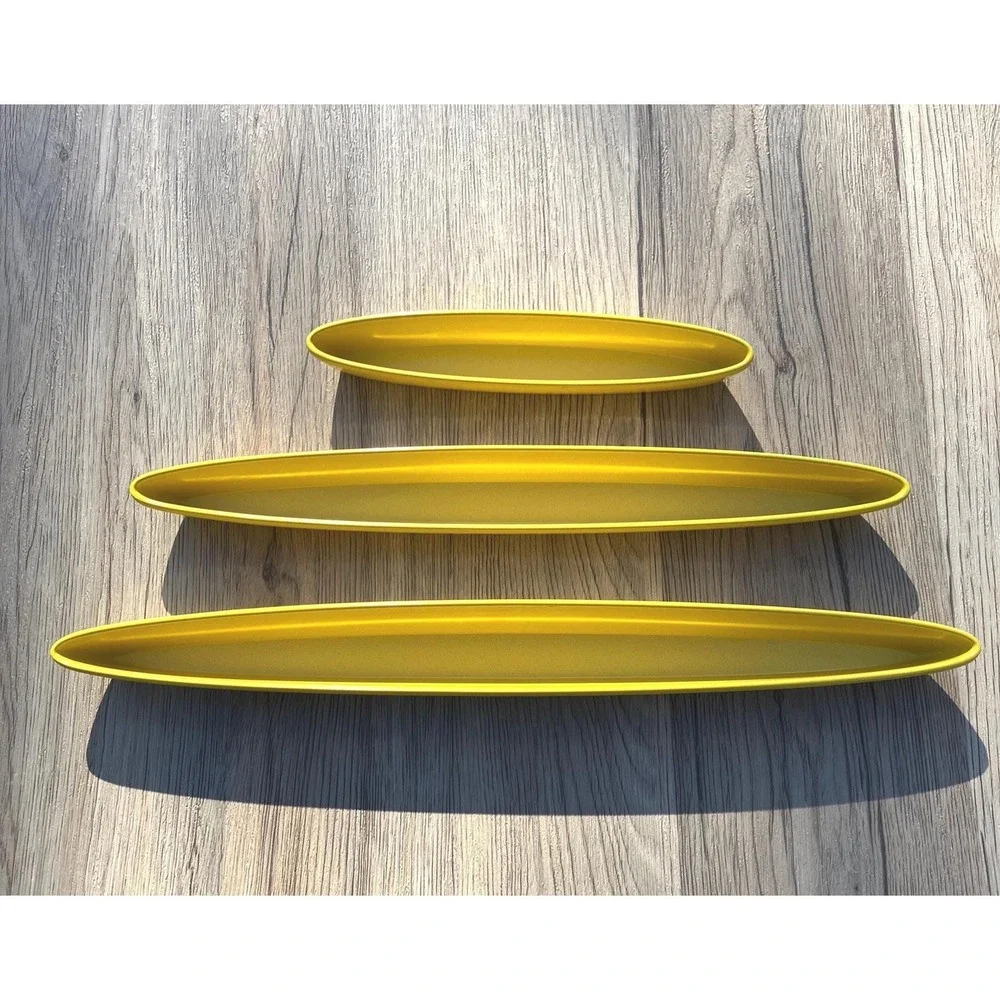MCM‎ Olive Boat Tray Melamine Melmac Yellow Set of 3